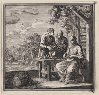 KG 05800
<br/>
De Ert. Weg, om een beter.
Smijt maar neer, Om wat meer.
<br/>
<em>Luyken, Jan (1649-1712)</em>